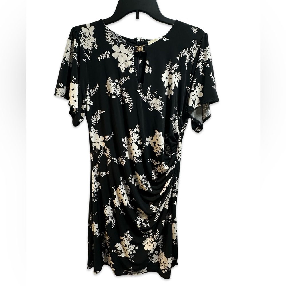 Michael kors black and white floral dress size large